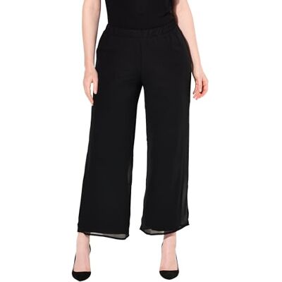 Ulla Popken Dames chiffonbroek broek, zwart, 46/48 Ulla Popken Dames chiffonbroek broek, zwart, 46/48