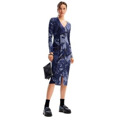 Desigual Damesjurk met lange mouwen, blauw, XL Desigual Damesjurk met lange mouwen, blauw, XL