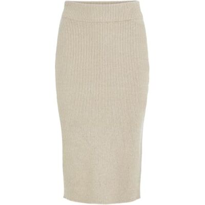 VILA Viril Pencil Hw Knit Skirt-Noos kokerrok voor dames, Natural Melange, XS VILA Viril Pencil Hw Knit Skirt-Noos kokerrok voor dames, Natural Melange, XS