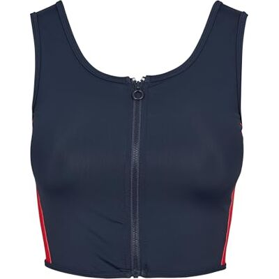 Urban Classics Dames Side Stripe Cropped Zip Top, meerkleurig (navy/vuurrood/wit 01224), L Urban Classics Dames Side Stripe Cropped Zip Top, meerkleurig (navy/vuurrood/wit 01224), L