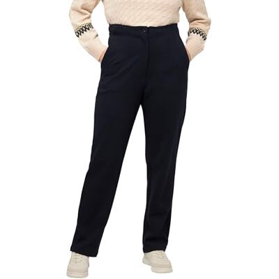 Ulla Popken Punto Di Roma Broek voor dames, hoge taille, marineblauw, 46/48 Ulla Popken Punto Di Roma Broek voor dames, hoge taille, marineblauw, 46/48