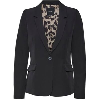 VERO MODA Dames Vmkacandra Ls Fitted Blazer, Zwart/Detail:Leo Voering, 38 VERO MODA Dames Vmkacandra Ls Fitted Blazer, Zwart/Detail:Leo Voering, 38