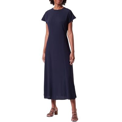 Tommy Hilfiger Damesjurk viscose crêpe maxi-jurk korte mouwen, blauw (Desert Sky), 36 NL Tommy Hilfiger Damesjurk viscose crêpe maxi-jurk korte mouwen, blauw (Desert Sky), 36 NL