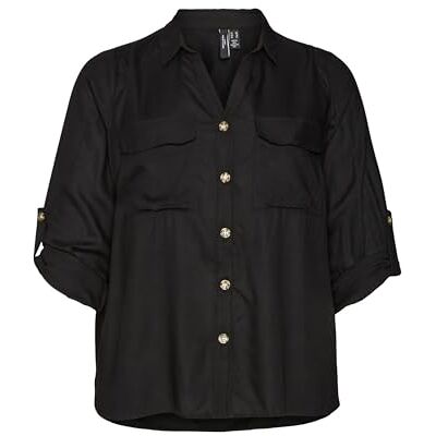 VERO MODA CURVE Dames Vmbumpy L/S Shirt New Curve Noos Blouse, zwart, 46 NL VERO MODA CURVE Dames Vmbumpy L/S Shirt New Curve Noos Blouse, zwart, 46 NL