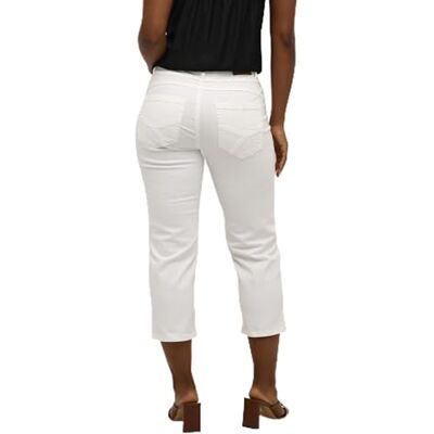 Cream Capri Pants Cropped Length Midrise Waist Slim Fit Dames, Sneeuwwitje, 25W Cream Capri Pants Cropped Length Midrise Waist Slim Fit Dames, Sneeuwwitje, 25W