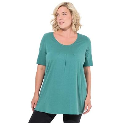 Ulla Popken Tuniekshirt voor dames, sierplooien, A-lijn, ronde hals, halflange mouwen, modal tuniekshirt, groen, 42-44 Ulla Popken Tuniekshirt voor dames, sierplooien, A-lijn, ronde hals, halflange mouwen, modal tuniekshirt, groen, 42-44