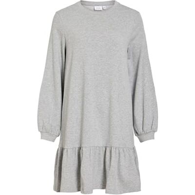 VILA Viharisa Open O-hals L/S Dress/Pb, lichtgrijs gem., S VILA Viharisa Open O-hals L/S Dress/Pb, lichtgrijs gem., S