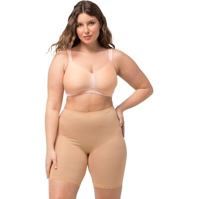 Ulla Popken Bikerbroek voor dames, kanten zoom, bamboe kwaliteit jersey legging, Champagne, 36W / 32L Ulla Popken Bikerbroek voor dames, kanten zoom, bamboe kwaliteit jersey legging, Champagne, 36W / 32L