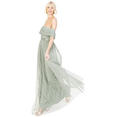 Anaya with Love Dames Maxi Jurk Bardot Off Shoulder Met Riem Lange Empire Taille Voor Bruiloft Gast Prom Avondjurk Bruidsmeisje, Frosted Groen, 40 Anaya with Love Dames Maxi Jurk Bardot Off Shoulder Met Riem Lange Empire Taille Voor Bruiloft Gast Prom Avondjurk Bruidsmeisje, Frosted Groen, 40