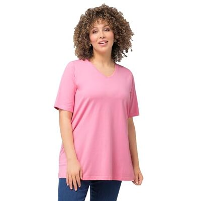 Ulla Popken Dames A-lijn, V-hals, T-shirt met korte mouwen, lichtroze, 46-48 Ulla Popken Dames A-lijn, V-hals, T-shirt met korte mouwen, lichtroze, 46-48