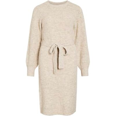 VILA mpe O-hals L/S Knit Midi Dress-Noos, Super Light Natuurlijke Melan, XS VILA mpe O-hals L/S Knit Midi Dress-Noos, Super Light Natuurlijke Melan, XS