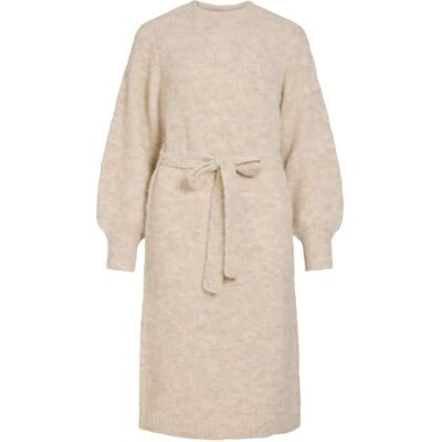 VILA mpe O-hals L/S Knit Midi Dress-Noos, Super Light Natuurlijke Melan, S VILA mpe O-hals L/S Knit Midi Dress-Noos, Super Light Natuurlijke Melan, S