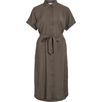 VILA Vihula S/S Midi Shirt Dress Noos, falcon, 44 VILA Vihula S/S Midi Shirt Dress Noos, falcon, 44