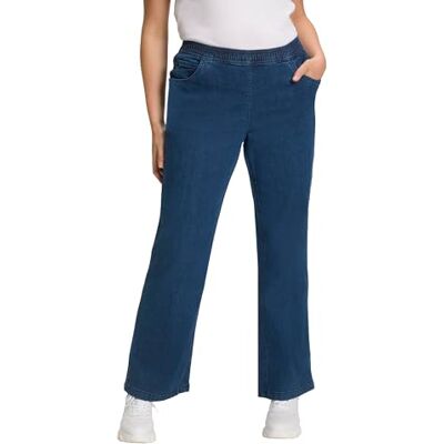 Ulla Popken Dames Marlene, wijde jeans, donkerblauw (dark blue denim), 62 Ulla Popken Dames Marlene, wijde jeans, donkerblauw (dark blue denim), 62