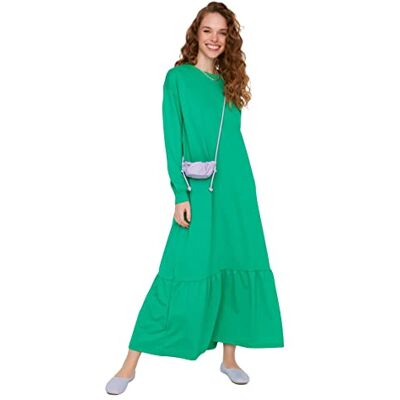 Trendyol Vrouwen Design Maxi Smock Jurk Regular Gebreide Jurk, Groen, S Trendyol Vrouwen Design Maxi Smock Jurk Regular Gebreide Jurk, Groen, S