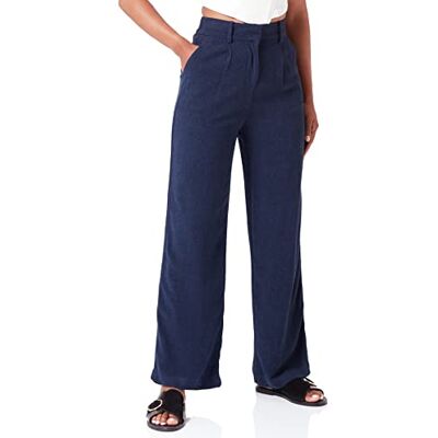 VERO MODA VMTIRAVER MR Wide Linen Pants, voor dames, marineblauw, maat S/30, navy blazer, 30W x 30L VERO MODA VMTIRAVER MR Wide Linen Pants, voor dames, marineblauw, maat S/30, navy blazer, 30W x 30L