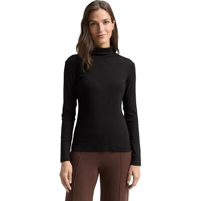 TOM TAILOR T-shirt met lange mouwen voor dames, 14482 Deep Black, XL TOM TAILOR T-shirt met lange mouwen voor dames, 14482 Deep Black, XL