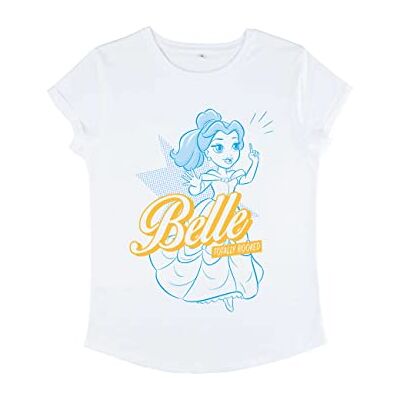 Disney Princesses Belle Pop vrouwen Organic Roll Sleeve T-shirt dames T-Shirt Disney Princesses Belle Pop vrouwen Organic Roll Sleeve T-shirt dames T-Shirt