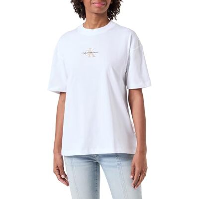 Calvin Jeans Dames Monologo Boyfriend T-shirt met korte mouwen en ronde hals, Helder Wit, 3XL grote maten Calvin Jeans Dames Monologo Boyfriend T-shirt met korte mouwen en ronde hals, Helder Wit, 3XL grote maten