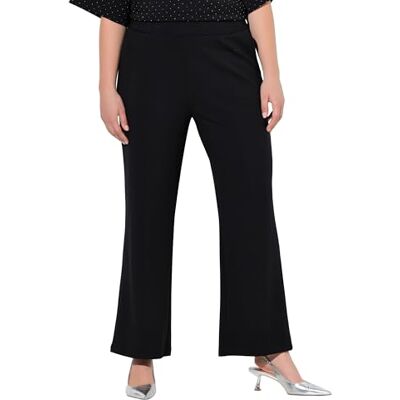 Ulla Popken Dames jerseybroek met biezen, casual broek, zwart, 40W / 32L Ulla Popken Dames jerseybroek met biezen, casual broek, zwart, 40W / 32L