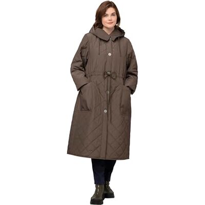 Ulla Popken Dames grote maten grote maten plussize gewatteerde jas, capuchon, trekkoord, knoopsluiting, gerecycled 820547, mosgroen, 54-56 Grote maten Ulla Popken Dames grote maten grote maten plussize gewatteerde jas, capuchon, trekkoord, knoopsluiting, gerecycled 820547, mosgroen, 54-56 Grote maten
