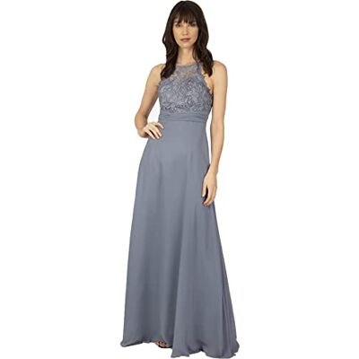 APART Fashion ApartFashion APART avondjurk voor dames van chiffon en kant, speciale gelegenheidsjurk, jeansblauw, regular APART Fashion ApartFashion APART avondjurk voor dames van chiffon en kant, speciale gelegenheidsjurk, jeansblauw, regular