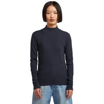 G-STAR RAW A lijn Slim Rib Mock t ls wmn, blauw (Osaka Blue D26905-e136-3873), M G-STAR RAW A lijn Slim Rib Mock t ls wmn, blauw (Osaka Blue D26905-e136-3873), M