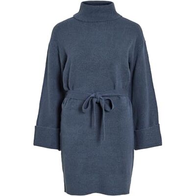 VILA Virolfie L/S Tie Belt Knit Dress Noos, vintage indigo, XS VILA Virolfie L/S Tie Belt Knit Dress Noos, vintage indigo, XS