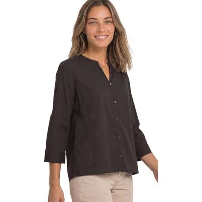 Street One Blouse met 3/4 mouwen en split hals zwart koffie 42 Street One Blouse met 3/4 mouwen en split hals zwart koffie 42