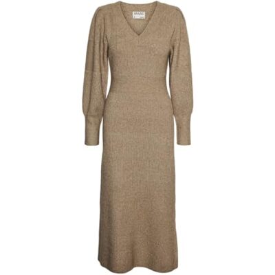 VERO MODA VMANGALINA LS V-hals 7/8 Knit Dress VMA, silver mink, XS VERO MODA VMANGALINA LS V-hals 7/8 Knit Dress VMA, silver mink, XS
