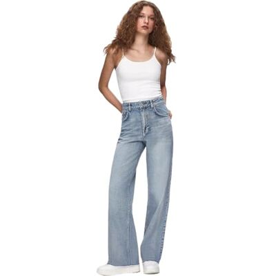LTB Jeans Dames Danica L Wide High Rise Basic-5-Pocket Light Wash Blue van katoen maat W29L30, blauw, 29W / 30L LTB Jeans Dames Danica L Wide High Rise Basic-5-Pocket Light Wash Blue van katoen maat W29L30, blauw, 29W / 30L