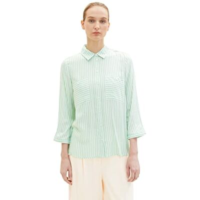 TOM TAILOR Dames blouse 1035257, 31202 Green White Stripe Woven, 32 TOM TAILOR Dames blouse 1035257, 31202 Green White Stripe Woven, 32
