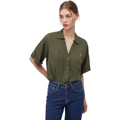 Mavi Damesblouse met korte mouwen, Forest Night, L, Forest Night, L Mavi Damesblouse met korte mouwen, Forest Night, L, Forest Night, L