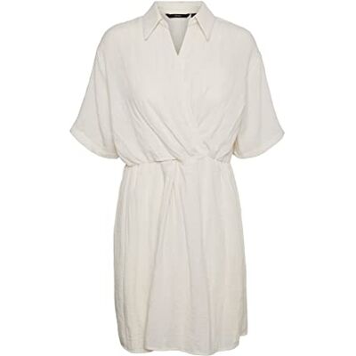 VERO MODA Vmchris Ss Short Wrap Dress WVN Jurk voor dames, berk, S VERO MODA Vmchris Ss Short Wrap Dress WVN Jurk voor dames, berk, S