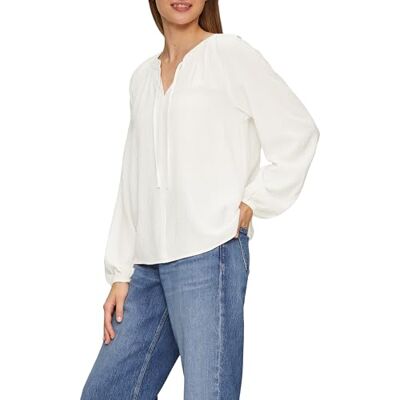 s.Oliver Damesblouse met structuur en plooitdetails, relaxed fit, lange mouwen blouse voor kantoor en stad, 0210 wit, 42 s.Oliver Damesblouse met structuur en plooitdetails, relaxed fit, lange mouwen blouse voor kantoor en stad, 0210 wit, 42