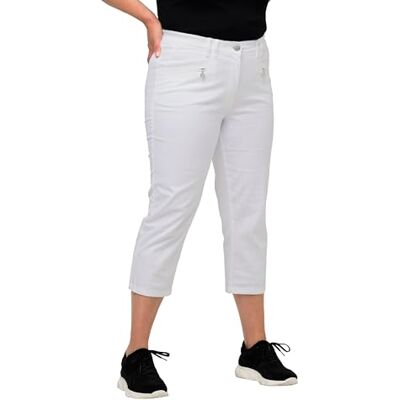 Ulla Popken Dames grote maten plus size broek Mony, kuitlang, ritszakken, stretch sneeuwwit 56 803014200-56, sneeuwwit, 47W x 32L Ulla Popken Dames grote maten plus size broek Mony, kuitlang, ritszakken, stretch sneeuwwit 56 803014200-56, sneeuwwit, 47W x 32L