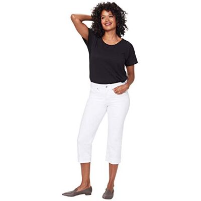 NYDJ Women's Marilyn Straight Cuff Cropped Slimming Jeans, White, 0 NYDJ Women's Marilyn Straight Cuff Cropped Slimming Jeans, White, 0
