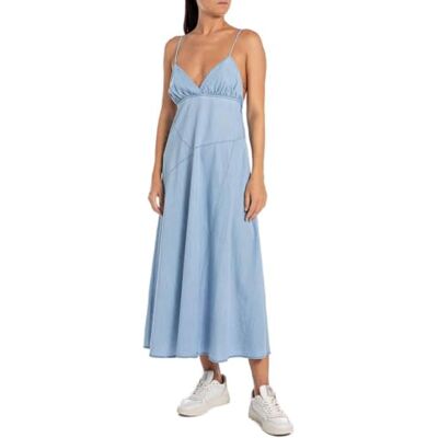 Replay Denim damesjurk, mouwloze jeans, 010, lichtblauw, XS Replay Denim damesjurk, mouwloze jeans, 010, lichtblauw, XS