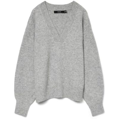 VERO MODA Vmboom Ls V-hals Pullover Noos, lichtgrijs gem., L VERO MODA Vmboom Ls V-hals Pullover Noos, lichtgrijs gem., L