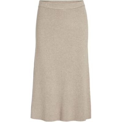 VILA Vrouwelijke midirok gebreid, Natural Melange, M VILA Vrouwelijke midirok gebreid, Natural Melange, M