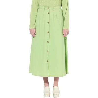 Ulla Popken Chinorok voor dames, A-lijn, knoopsluiting, zakken rok, limoengroen, 54-56 Ulla Popken Chinorok voor dames, A-lijn, knoopsluiting, zakken rok, limoengroen, 54-56