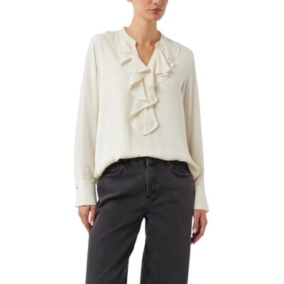 COMMA Chiffon blouse met volant-hals, wit, 38 COMMA Chiffon blouse met volant-hals, wit, 38