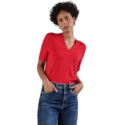 Street One Dames T-shirt met V-hals, rood (mandarijnrood), 42 Street One Dames T-shirt met V-hals, rood (mandarijnrood), 42