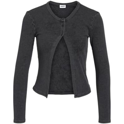 NOISY MAY O Neck Washed Nmmaya L/S Noos gewassen vest met ronde hals, zwart, M dames NOISY MAY O Neck Washed Nmmaya L/S Noos gewassen vest met ronde hals, zwart, M dames