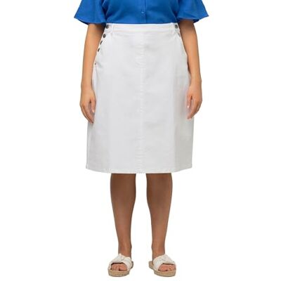 Ulla Popken , Damesrok, grote maten, jeansrok, A-lijn, sneeuwwit, 42-44 Ulla Popken , Damesrok, grote maten, jeansrok, A-lijn, sneeuwwit, 42-44