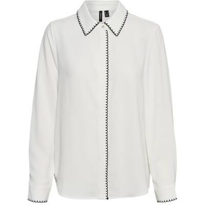 VERO MODA VMCONNA LS Shirt WVN GA, wit (snow white), S VERO MODA VMCONNA LS Shirt WVN GA, wit (snow white), S
