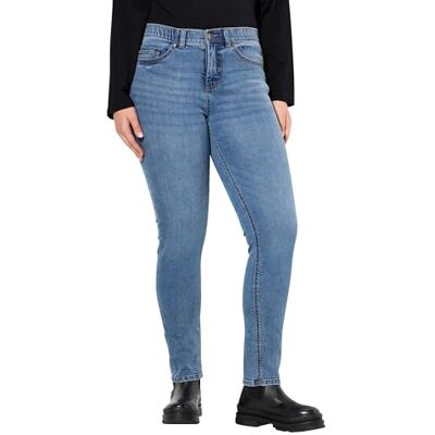 Ulla Popken Dames grote maten plus size jeans Sarah, smalle pijpen, comfortabele band, stretch, lichtblauw, 32W x 32L Ulla Popken Dames grote maten plus size jeans Sarah, smalle pijpen, comfortabele band, stretch, lichtblauw, 32W x 32L
