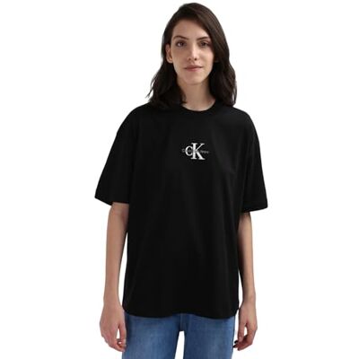 Calvin Jeans Dames Monologo Boyfriend T-shirt met korte mouwen en ronde hals, zwart., XXS Calvin Jeans Dames Monologo Boyfriend T-shirt met korte mouwen en ronde hals, zwart., XXS