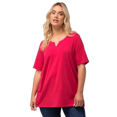 Ulla Popken Dames A-lijn, tuniekkraag, halflange mouwen T-shirt, rood, 50-52 Ulla Popken Dames A-lijn, tuniekkraag, halflange mouwen T-shirt, rood, 50-52