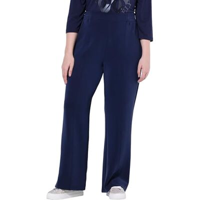 Ulla Popken Dames jerseybroek met biezen, casual broek, marineblauw, 40W / 32L Ulla Popken Dames jerseybroek met biezen, casual broek, marineblauw, 40W / 32L